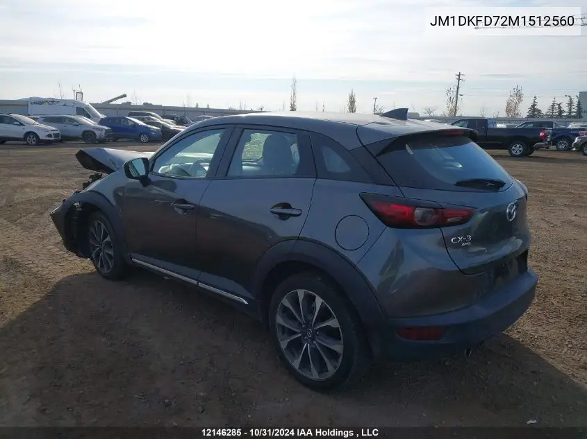 2021 Mazda Cx-3 VIN: JM1DKFD72M1512560 Lot: 12146285