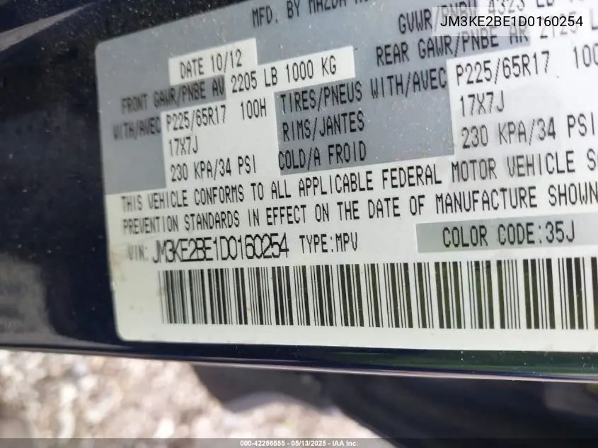 2013 Mazda Cx-5 Sport VIN: JM3KE2BE1D0160254 Lot: 42256555