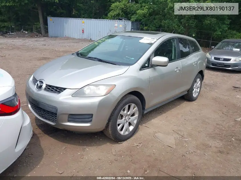2008 Mazda Cx-7 Sport VIN: JM3ER29LX80190137 Lot: 42502254