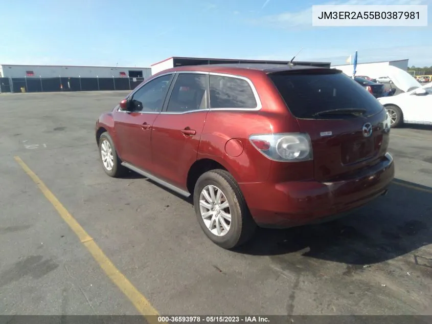 2011 Mazda Cx-7 I Sv VIN: JM3ER2A55B0387981 Lot: 36593978