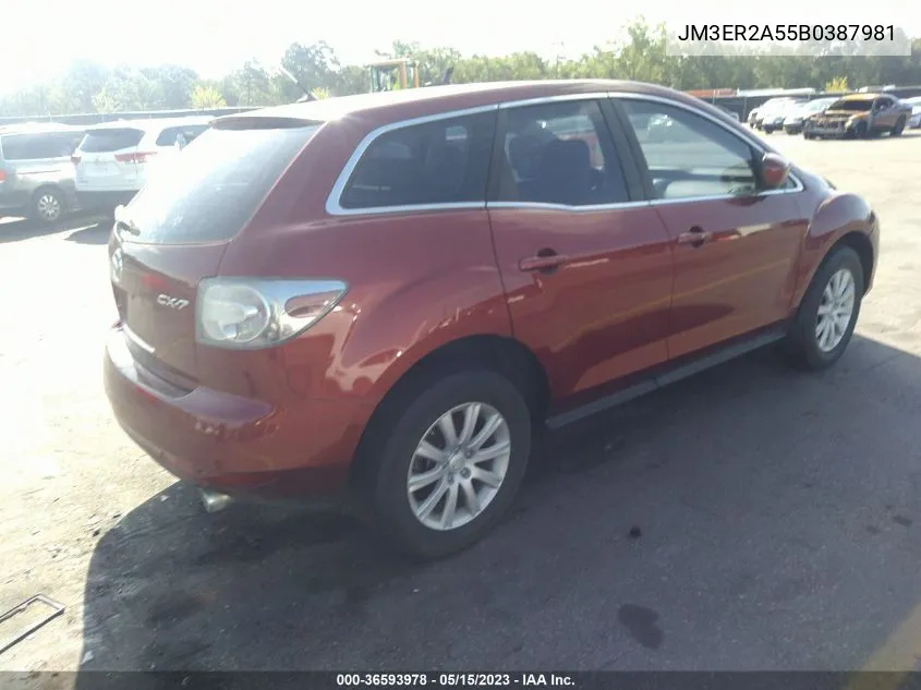 2011 Mazda Cx-7 I Sv VIN: JM3ER2A55B0387981 Lot: 36593978