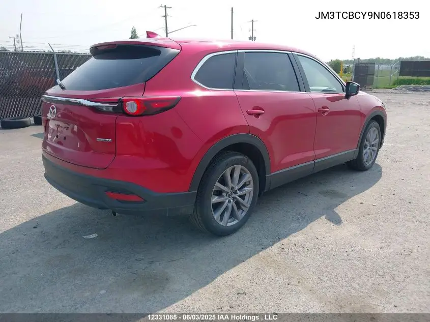 2022 Mazda Cx-9 Touring VIN: JM3TCBCY9N0618353 Lot: 12331085