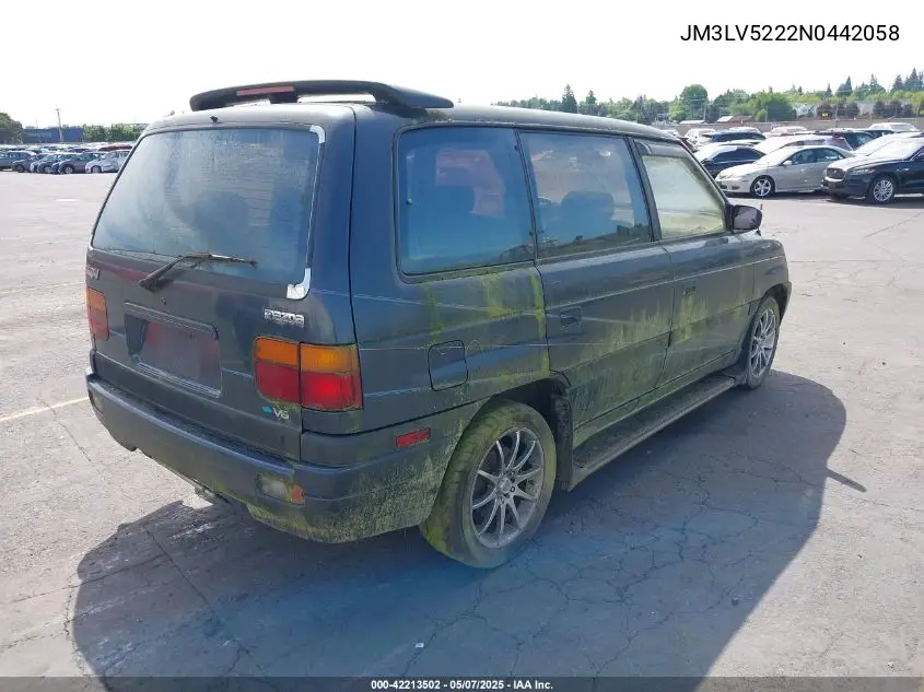 1992 Mazda Mpv Wagon VIN: JM3LV5222N0442058 Lot: 42213502
