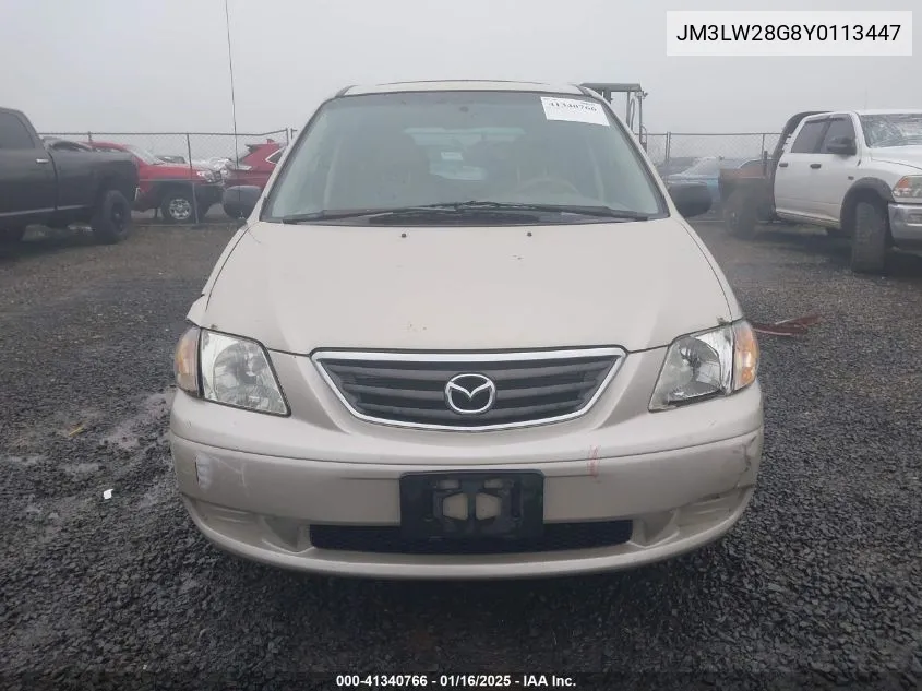2000 Mazda Mpv Dx/Es/Lx VIN: JM3LW28G8Y0113447 Lot: 41340766