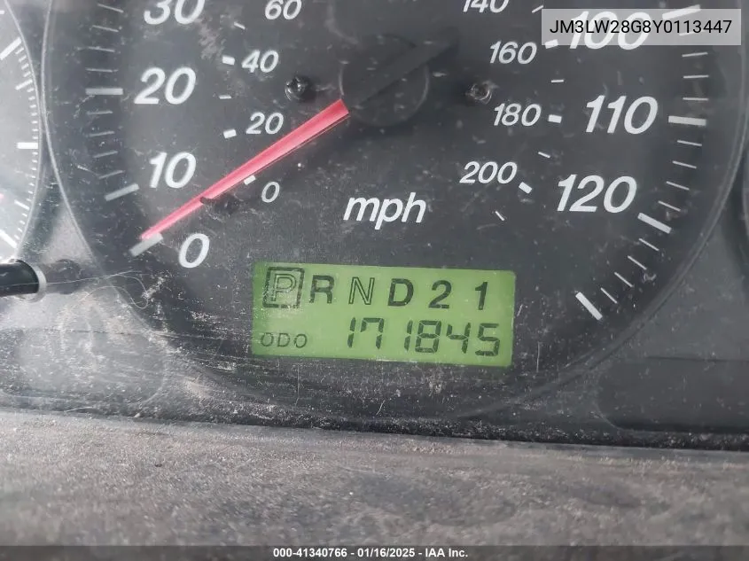2000 Mazda Mpv Dx/Es/Lx VIN: JM3LW28G8Y0113447 Lot: 41340766