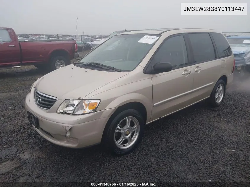 2000 Mazda Mpv Dx/Es/Lx VIN: JM3LW28G8Y0113447 Lot: 41340766