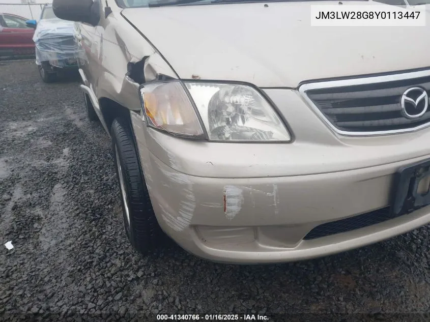 2000 Mazda Mpv Dx/Es/Lx VIN: JM3LW28G8Y0113447 Lot: 41340766