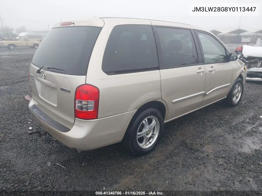 2000 Mazda Mpv Dx/Es/Lx VIN: JM3LW28G8Y0113447 Lot: 41340766