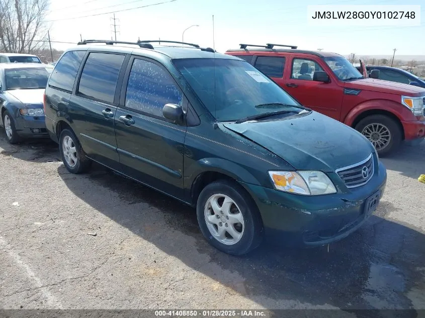 2000 Mazda Mpv Dx/Es/Lx VIN: JM3LW28G0Y0102748 Lot: 41408850