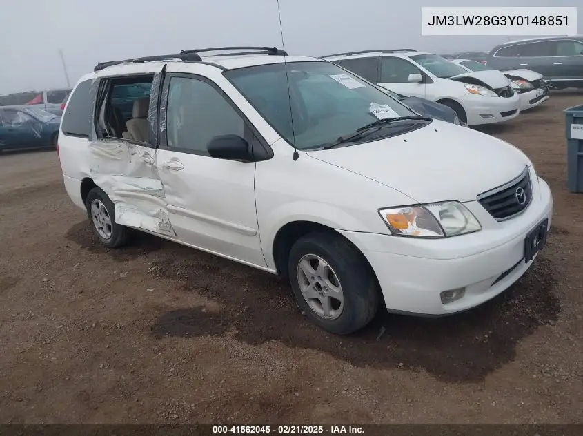 2000 Mazda Mpv Dx/Es/Lx VIN: JM3LW28G3Y0148851 Lot: 41562045
