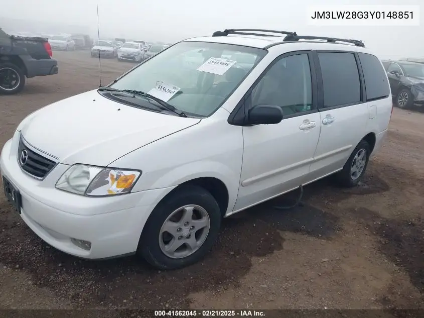 2000 Mazda Mpv Dx/Es/Lx VIN: JM3LW28G3Y0148851 Lot: 41562045