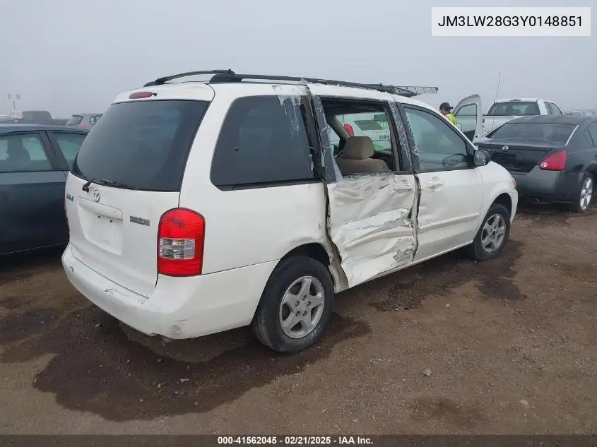 2000 Mazda Mpv Dx/Es/Lx VIN: JM3LW28G3Y0148851 Lot: 41562045