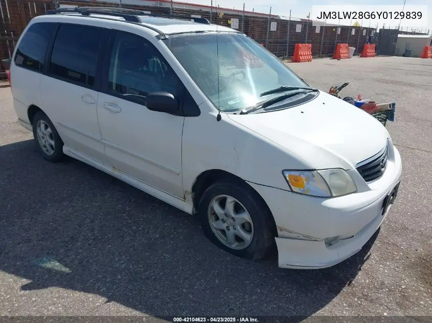 2000 Mazda Mpv Dx/Es/Lx VIN: JM3LW28G6Y0129839 Lot: 42104623