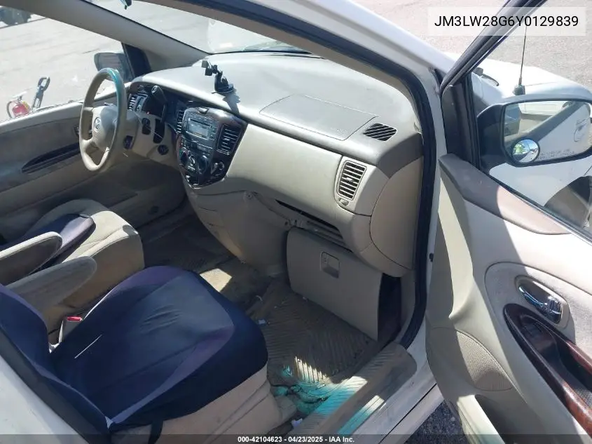 2000 Mazda Mpv Dx/Es/Lx VIN: JM3LW28G6Y0129839 Lot: 42104623