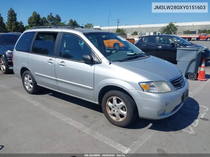2000 Mazda Mpv Dx/Es/Lx VIN: JM3LW28GXY0151603 Lot: 42236699