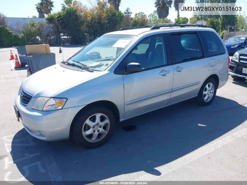 2000 Mazda Mpv Dx/Es/Lx VIN: JM3LW28GXY0151603 Lot: 42236699