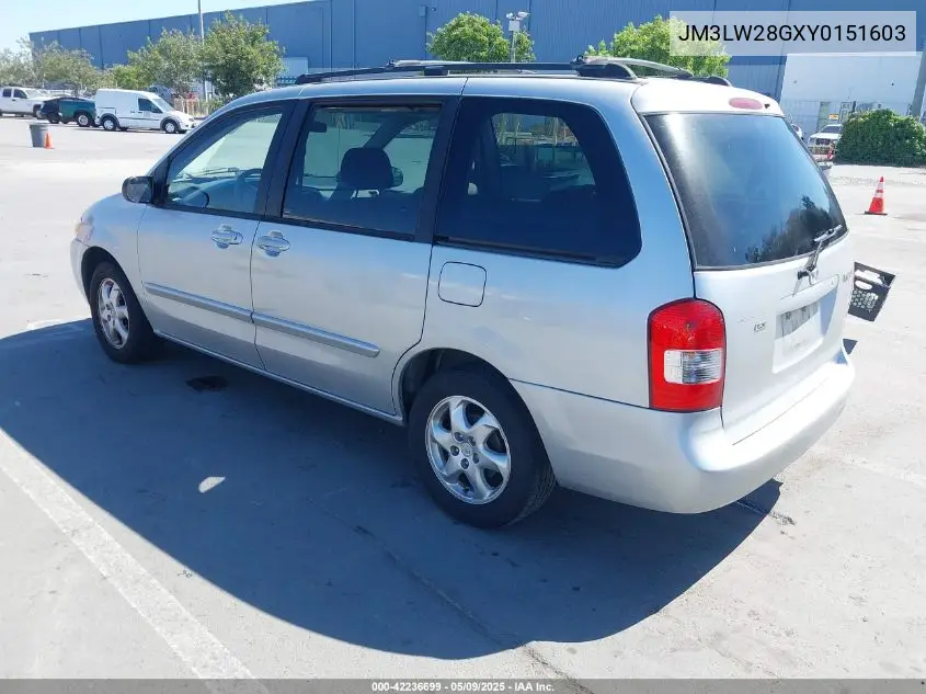 2000 Mazda Mpv Dx/Es/Lx VIN: JM3LW28GXY0151603 Lot: 42236699
