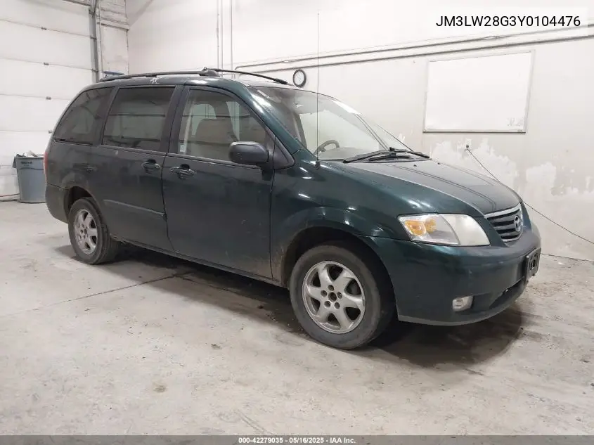 2000 Mazda Mpv Dx/Es/Lx VIN: JM3LW28G3Y0104476 Lot: 42279035