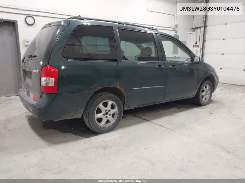 2000 Mazda Mpv Dx/Es/Lx VIN: JM3LW28G3Y0104476 Lot: 42279035