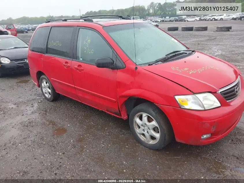 2000 Mazda Mpv Dx/Es/Lx VIN: JM3LW28G1Y0125407 Lot: 42386995
