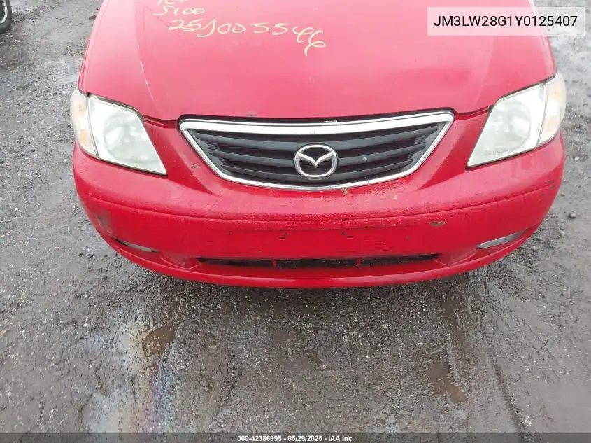 2000 Mazda Mpv Dx/Es/Lx VIN: JM3LW28G1Y0125407 Lot: 42386995