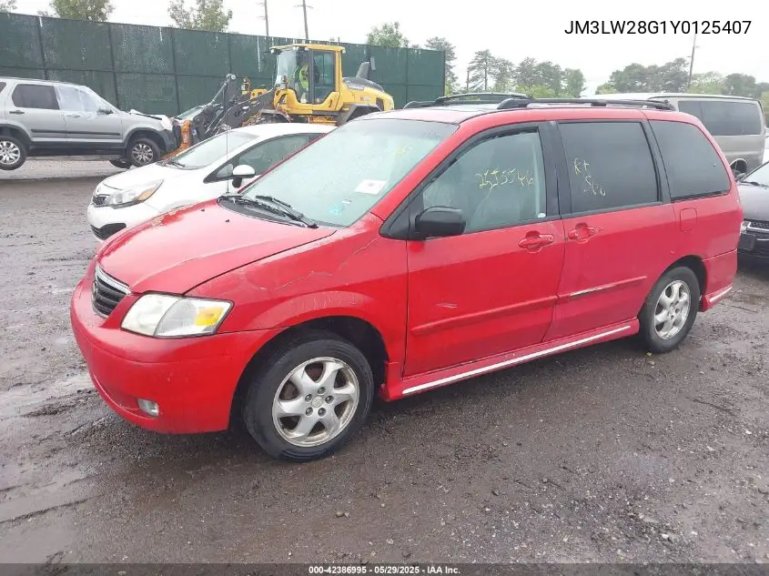 2000 Mazda Mpv Dx/Es/Lx VIN: JM3LW28G1Y0125407 Lot: 42386995