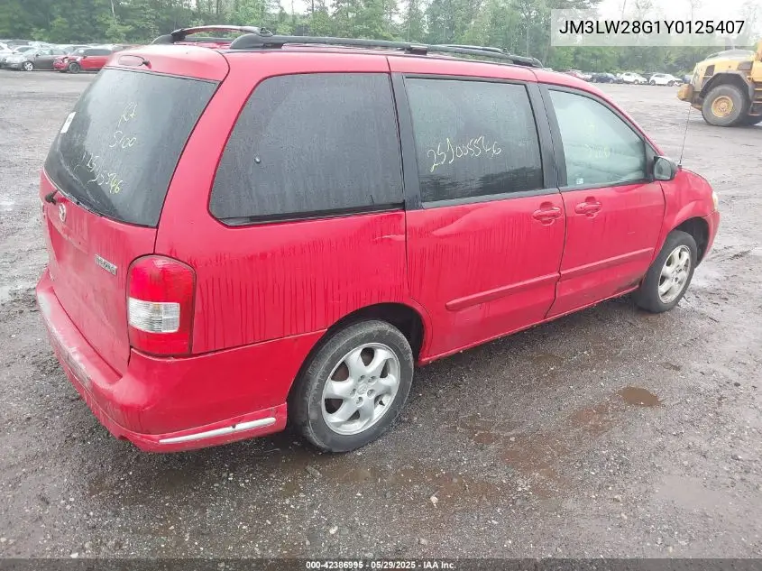 2000 Mazda Mpv Dx/Es/Lx VIN: JM3LW28G1Y0125407 Lot: 42386995