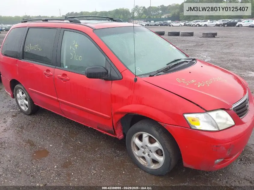 2000 Mazda Mpv Dx/Es/Lx VIN: JM3LW28G1Y0125407 Lot: 42386995