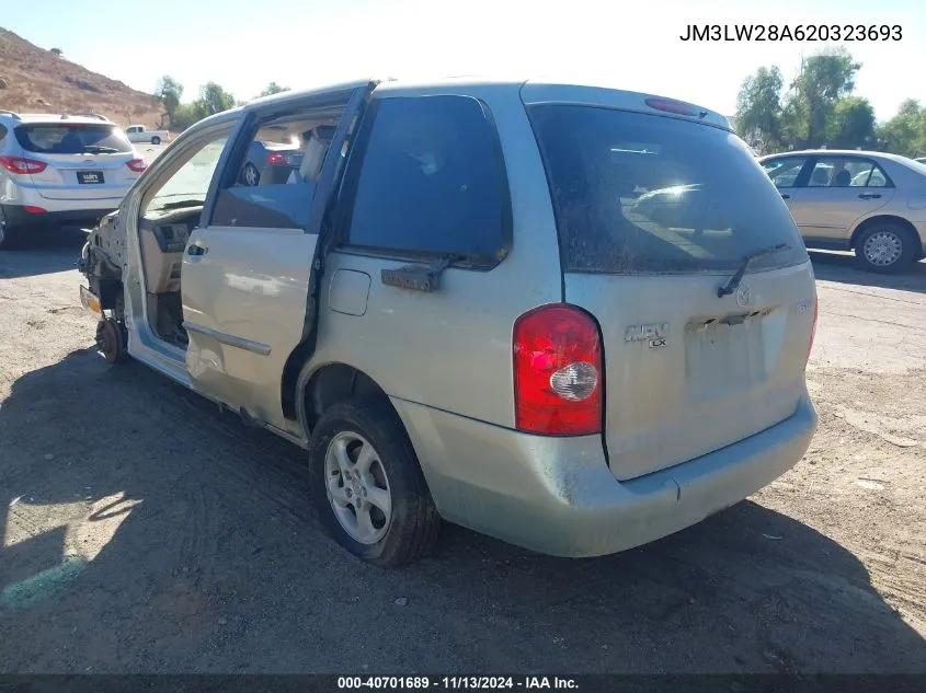 2002 Mazda Mpv Es/Lx VIN: JM3LW28A620323693 Lot: 40701689