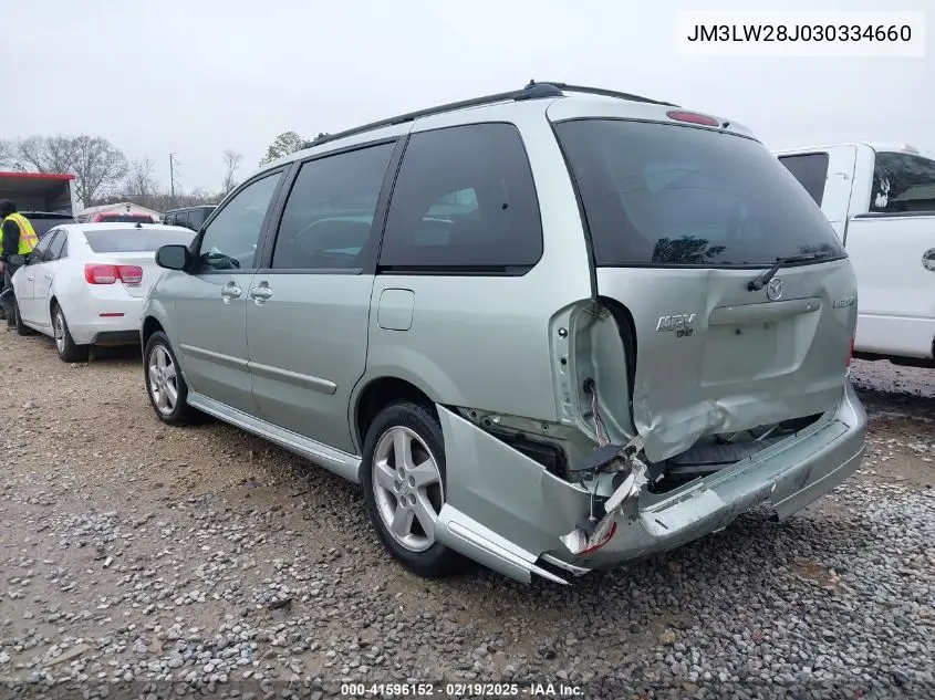 2003 Mazda Mpv Es/Lx/Lx-Sv VIN: JM3LW28J030334660 Lot: 41596152