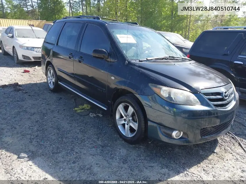 2004 Mazda Mpv Lx VIN: JM3LW28J840510744 Lot: 42052869