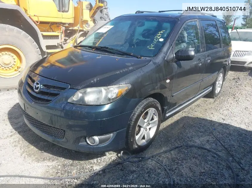 2004 Mazda Mpv Lx VIN: JM3LW28J840510744 Lot: 42052869