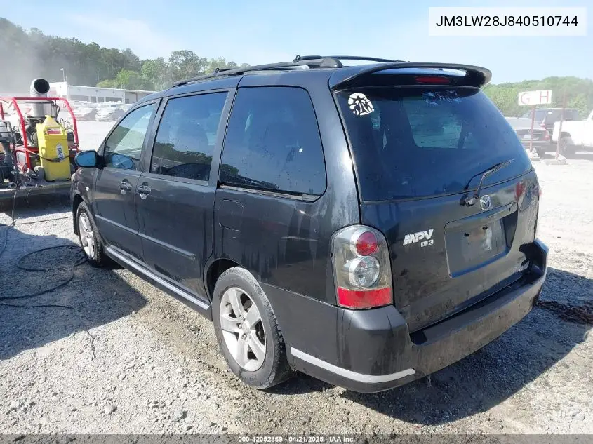 2004 Mazda Mpv Lx VIN: JM3LW28J840510744 Lot: 42052869