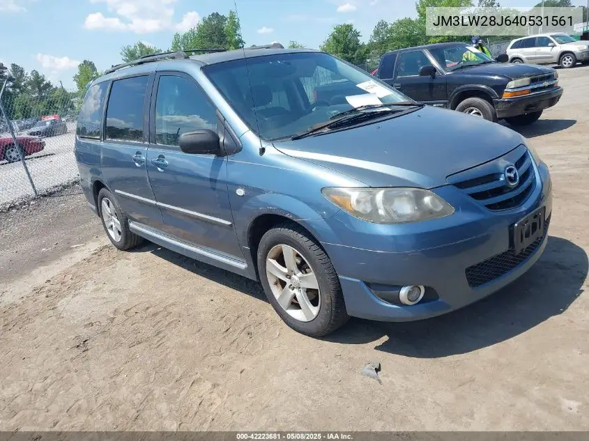 2004 Mazda Mpv Lx VIN: JM3LW28J640531561 Lot: 42223681