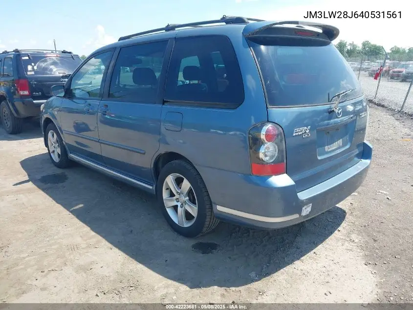 2004 Mazda Mpv Lx VIN: JM3LW28J640531561 Lot: 42223681