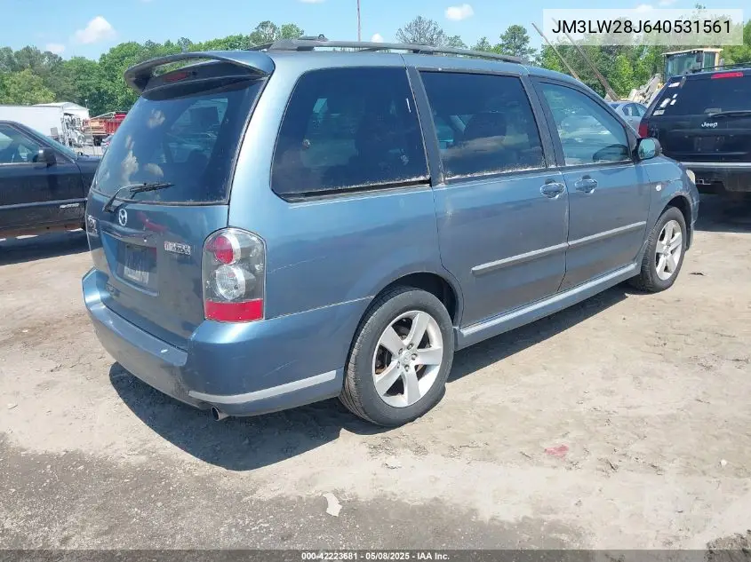 2004 Mazda Mpv Lx VIN: JM3LW28J640531561 Lot: 42223681