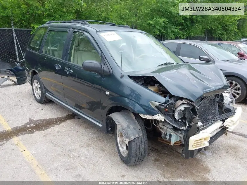 2004 Mazda Mpv Lx VIN: JM3LW28A340504334 Lot: 42431199