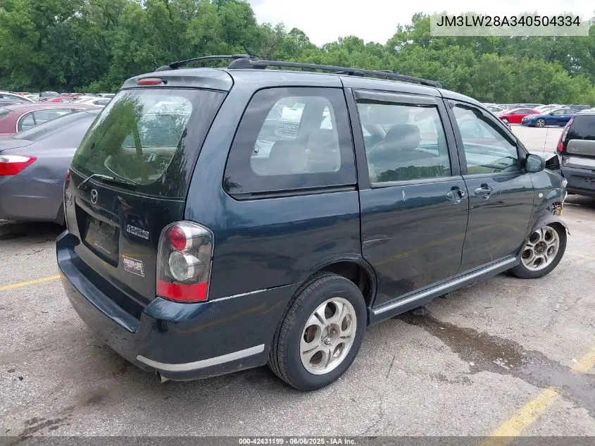 2004 Mazda Mpv Lx VIN: JM3LW28A340504334 Lot: 42431199