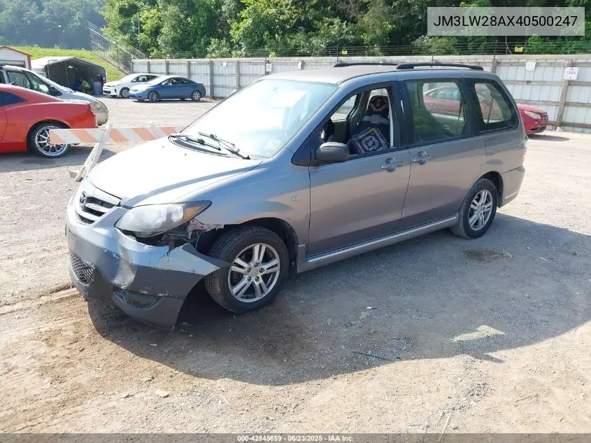 2004 Mazda Mpv Lx VIN: JM3LW28AX40500247 Lot: 42545659