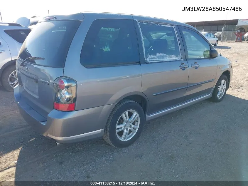 2005 Mazda Mpv Lx VIN: JM3LW28A850547486 Lot: 41138215