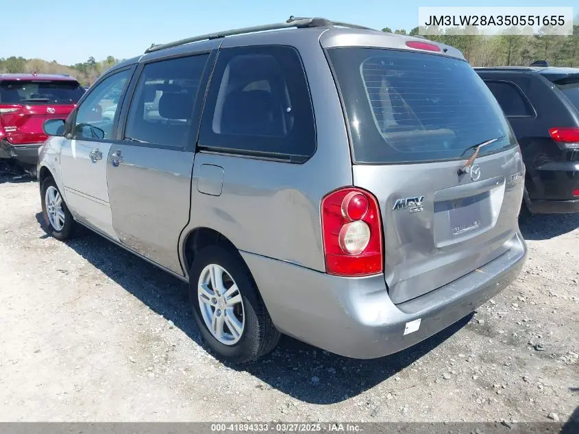 2005 Mazda Mpv Lx-Sv VIN: JM3LW28A350551655 Lot: 41894333