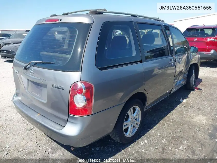2005 Mazda Mpv Lx-Sv VIN: JM3LW28A350551655 Lot: 41894333