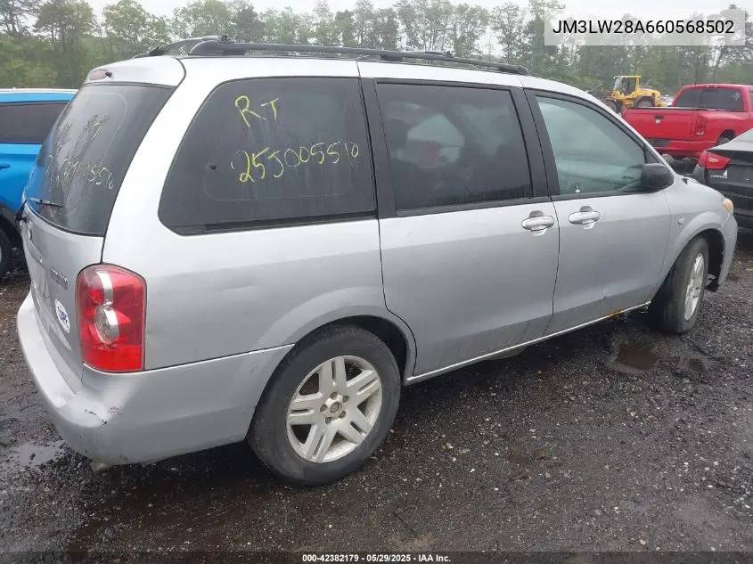 2006 Mazda Mpv Lx-Sv VIN: JM3LW28A660568502 Lot: 42382179
