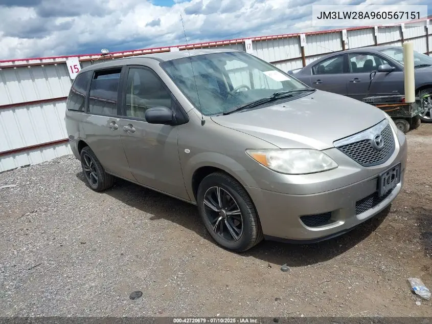 2006 Mazda Mpv Lx-Sv VIN: JM3LW28A960567151 Lot: 42720679
