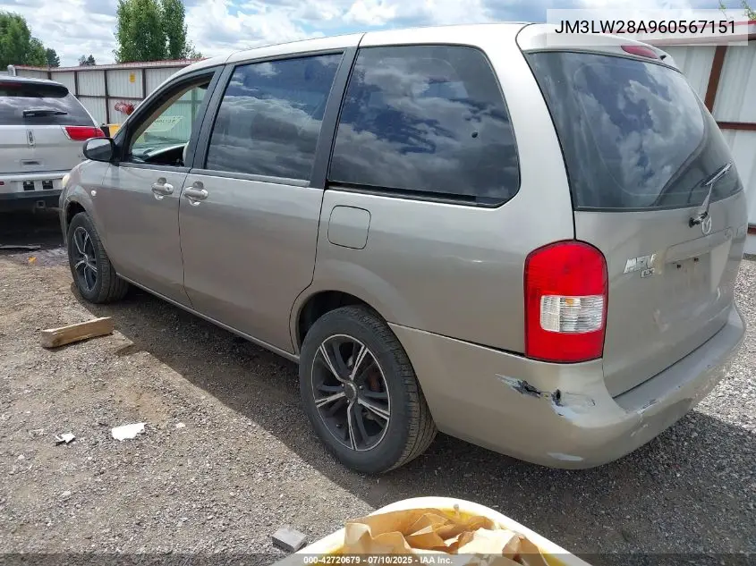 2006 Mazda Mpv Lx-Sv VIN: JM3LW28A960567151 Lot: 42720679