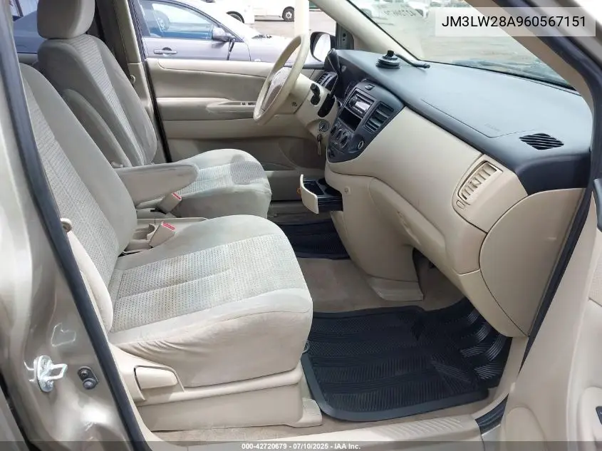 2006 Mazda Mpv Lx-Sv VIN: JM3LW28A960567151 Lot: 42720679