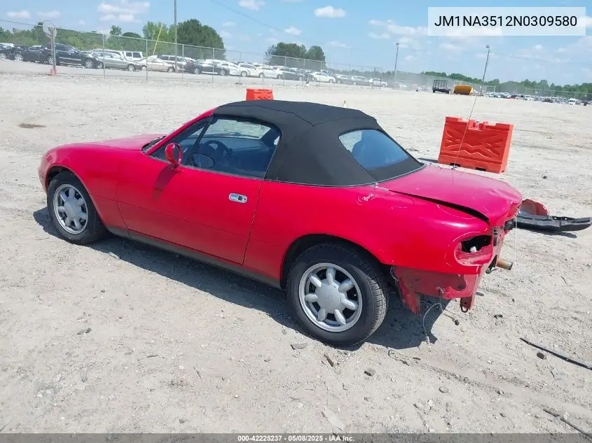 1992 Mazda Mx-5 Miata VIN: JM1NA3512N0309580 Lot: 42225237