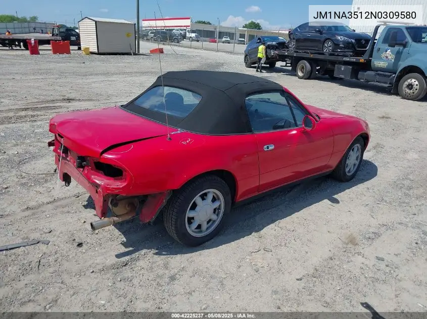 1992 Mazda Mx-5 Miata VIN: JM1NA3512N0309580 Lot: 42225237