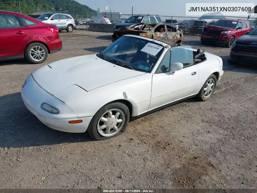 1992 Mazda Mx-5 Miata VIN: JM1NA351XN0307608 Lot: 42413109