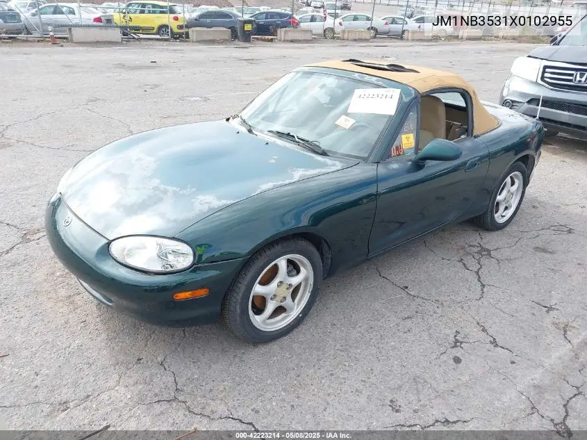 1999 Mazda Mx-5 Miata Leather Pkg/Popular Equipment Pkg/Sports Pkg/Touring Pkg VIN: JM1NB3531X0102955 Lot: 42223214